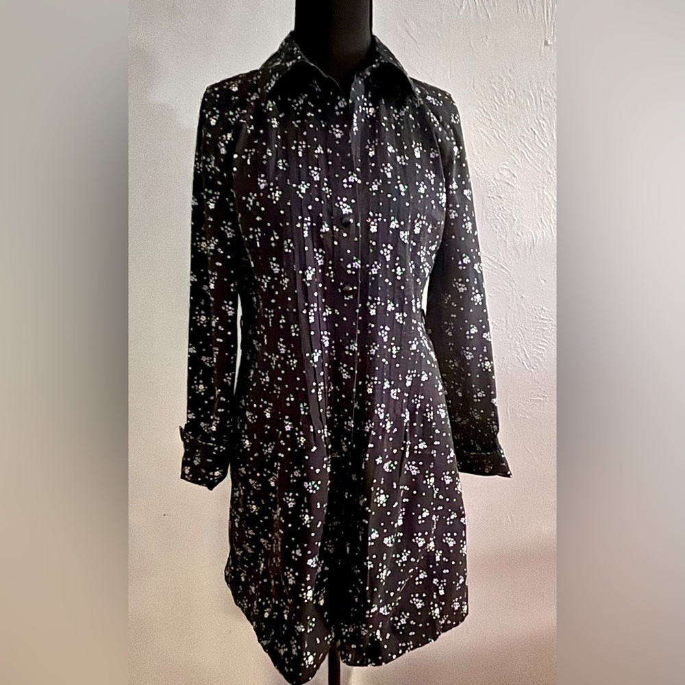 DKNY Jeans : Button-up Floral Black Dress